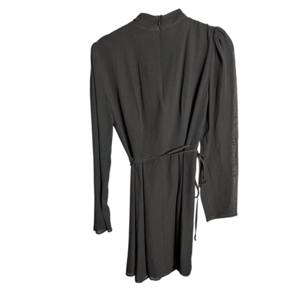 NEW Reformation Ottessa Mini Dress Size XS Black Wrap Long Sleeve - Picture 10 of 10